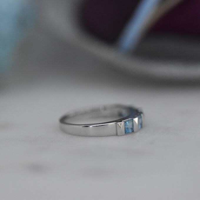 Five Stone Topaz Stacking Band in 9ct White Gold.