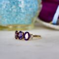 Three Stone Violet Spinel Ring in 9ct Gold
