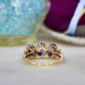 Three Stone Violet Spinel Ring in 9ct Gold