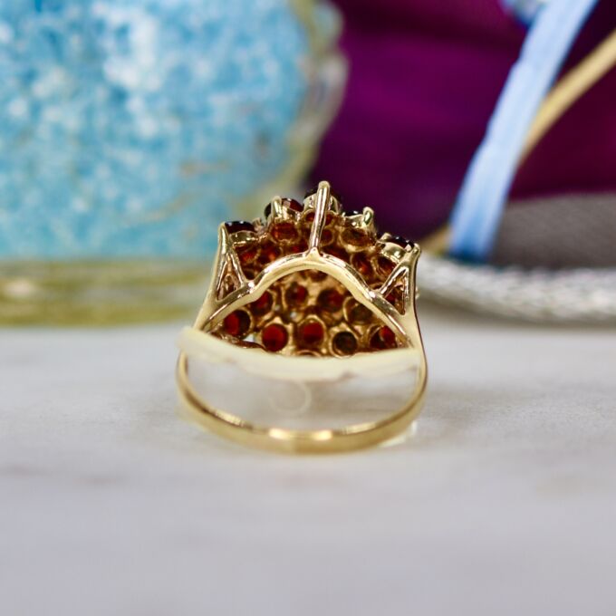 Huge Statement Garnet Cluster ring in 9ct Gold.