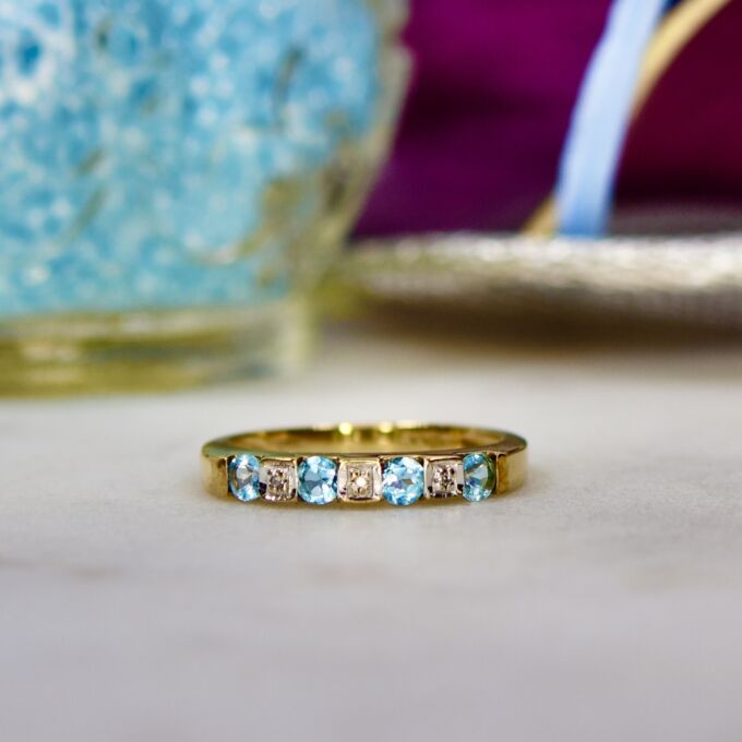 Topaz and Diamond Stacking Band in 9ct Gold.