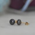Black Pearl Stud Earrings in 9ct Gold.