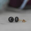 Black Pearl Stud Earrings in 9ct Gold.