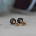 Black Pearl Stud Earrings in 9ct Gold.