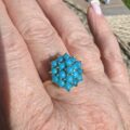 Faux Turquoise Statement Cluster Ring in 9ct Gold.
