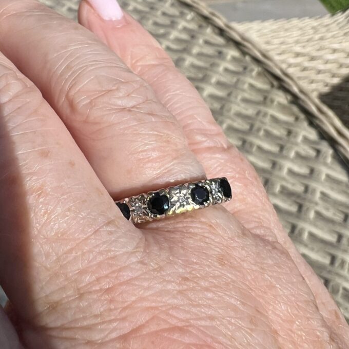 Sapphire and Diamond Stacking Ring in 9ct Gold.