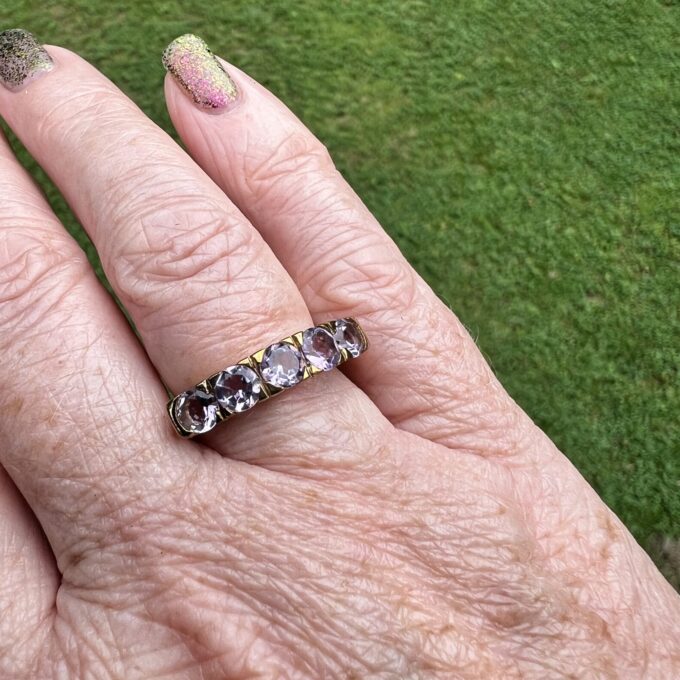 Amethyst Five Stone Ring in 9ct Gold.