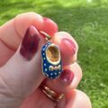 Blue Enamel Baby Shoe in 9ct Gold