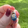 Blue Enamel Baby Shoe in 9ct Gold