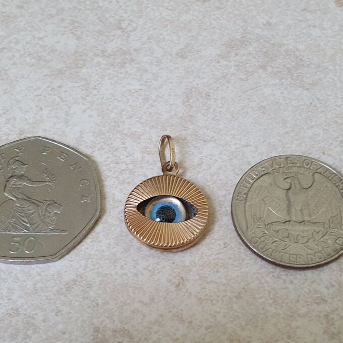 Evil Eye Charm Pendant in 9ct Gold