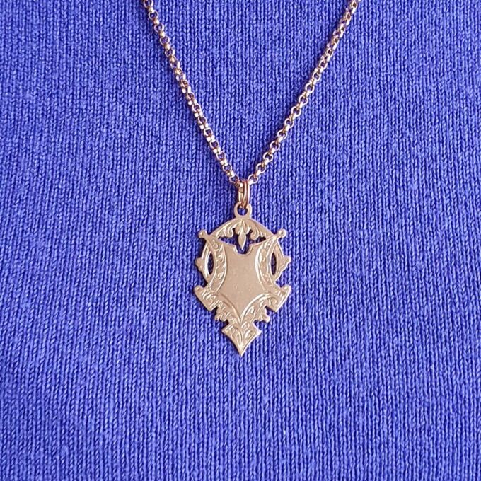 Antique Double Sided Shield & Heart medallion in 9ct Rose Gold