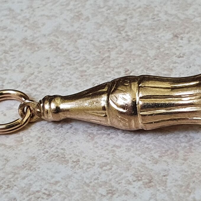 Coca Cola Bottle Charm Pendant in 9ct Gold