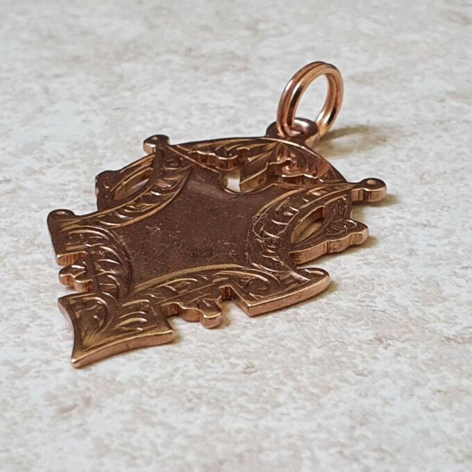 Antique Double Sided Shield & Heart medallion in 9ct Rose Gold