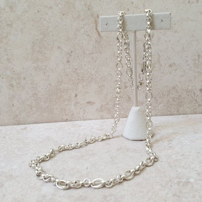 Heavyweight Fancy Link Long Chain in Sterling Silver