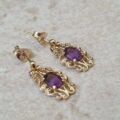 Ornate Amethyst Drop Earrings in 9ct Gold