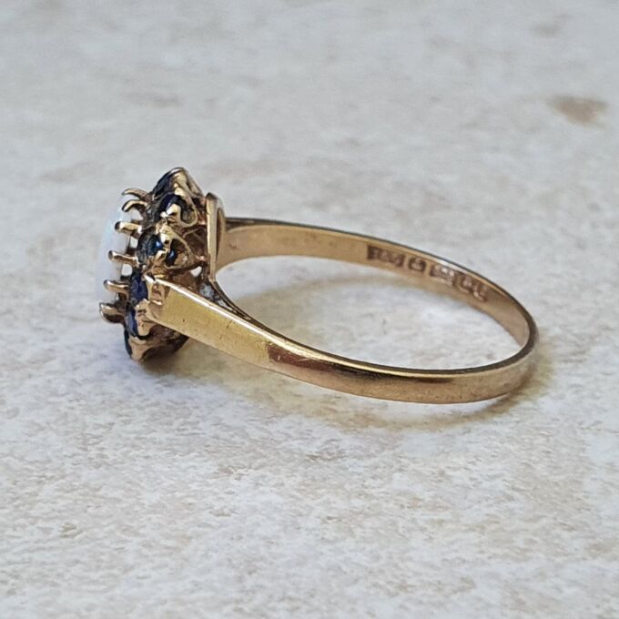 Opal and Sapphire Cluster Ring in 9ct Gold