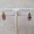 Ornate Amethyst Drop Earrings in 9ct Gold