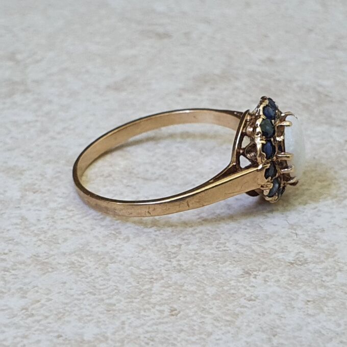 Opal and Sapphire Cluster Ring in 9ct Gold