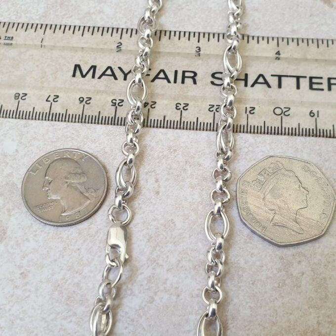 Heavyweight Fancy Link Long Chain in Sterling Silver