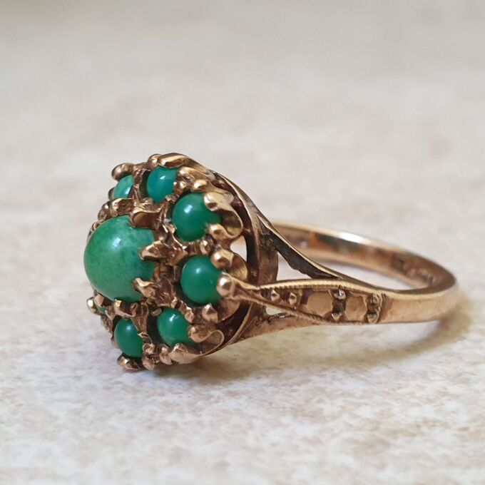 Turquoise Cluster Ring in 9ct Gold