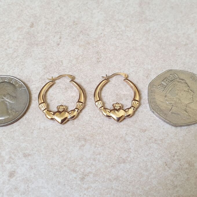 Claddagh Hoop Earrings in 9ct Gold