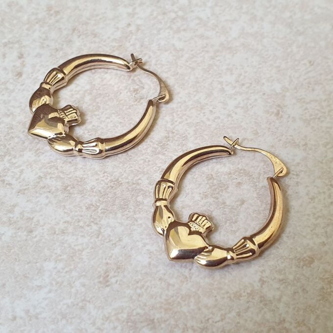 Claddagh Hoop Earrings in 9ct Gold