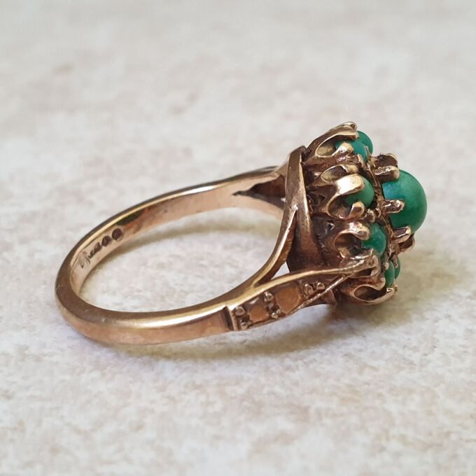 Turquoise Cluster Ring in 9ct Gold