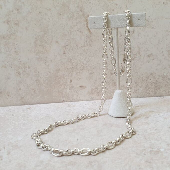 Heavyweight Fancy Link Long Chain in Sterling Silver