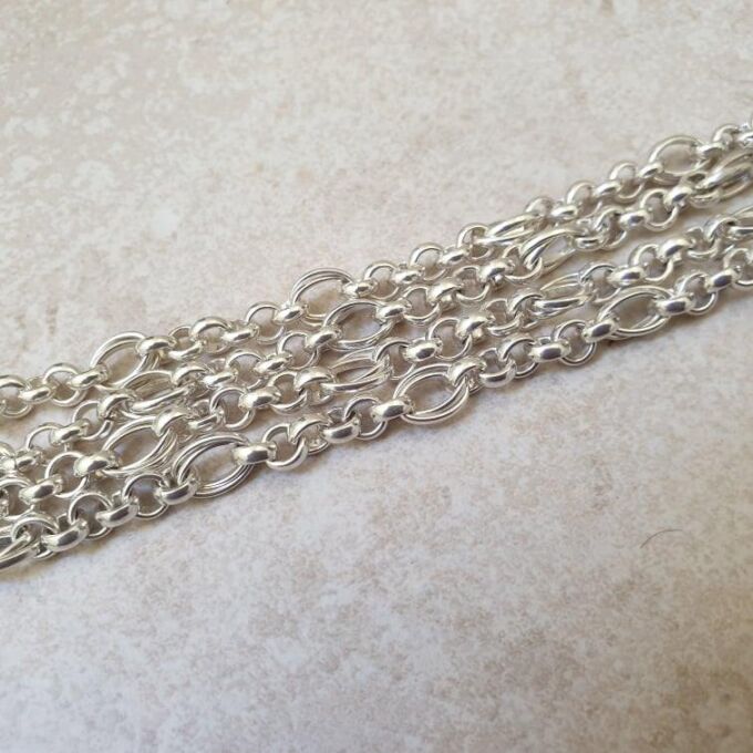 Heavyweight Fancy Link Long Chain in Sterling Silver