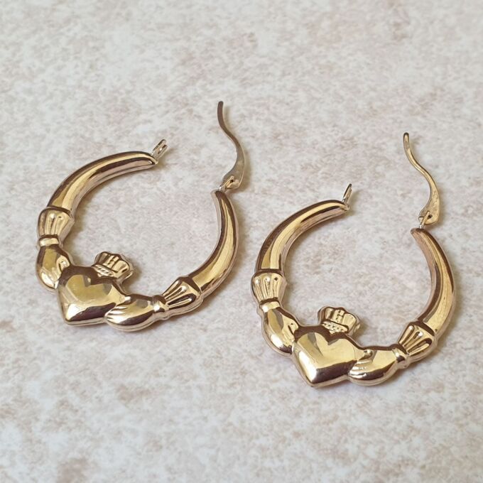 Claddagh Hoop Earrings in 9ct Gold