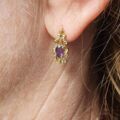 Ornate Amethyst Drop Earrings in 9ct Gold