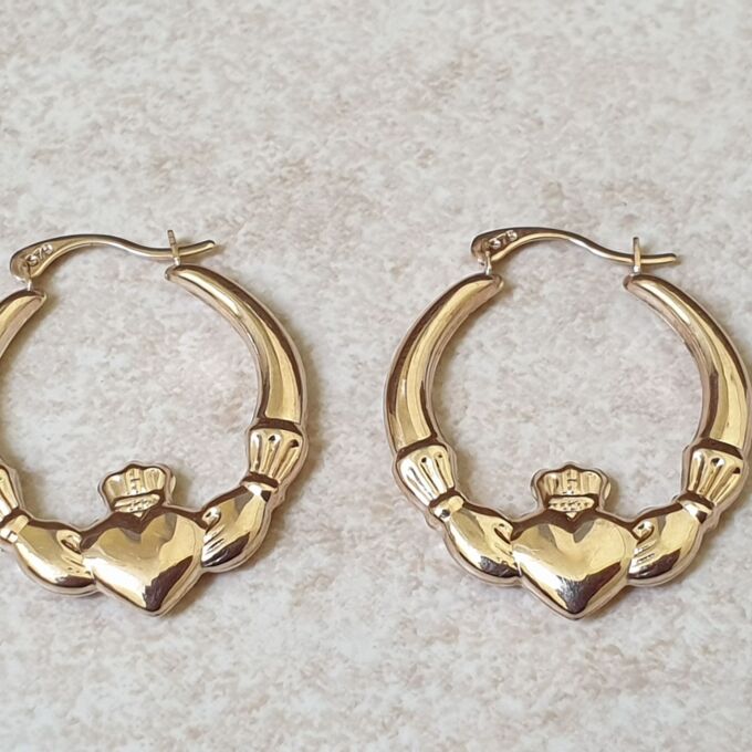 Claddagh Hoop Earrings in 9ct Gold
