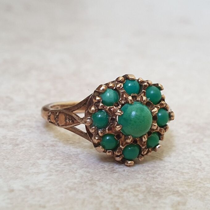Turquoise Cluster Ring in 9ct Gold