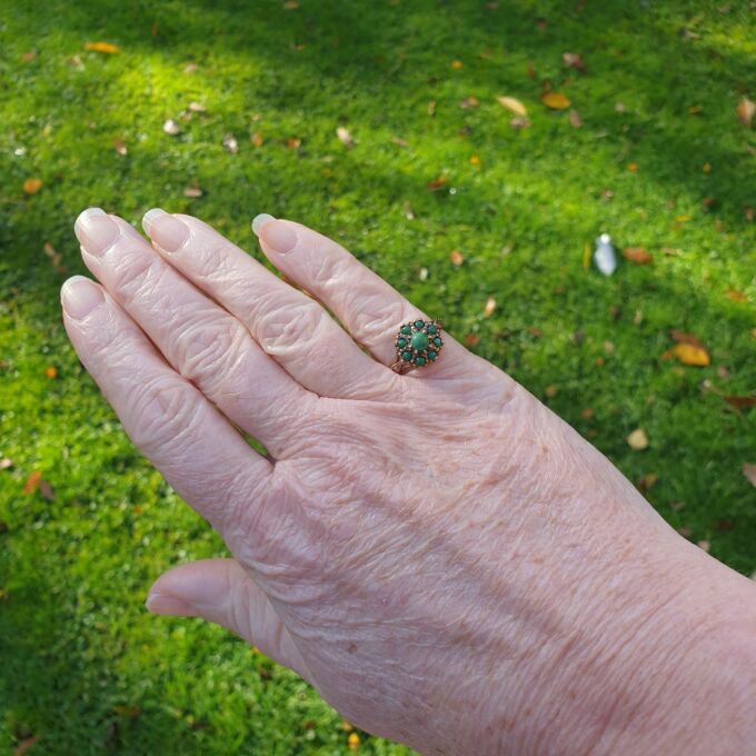 Turquoise Cluster Ring in 9ct Gold