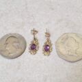 Ornate Amethyst Drop Earrings in 9ct Gold