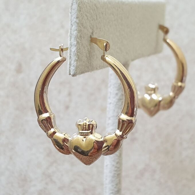 Claddagh Hoop Earrings in 9ct Gold