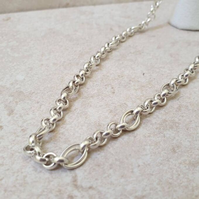 Heavyweight Fancy Link Long Chain in Sterling Silver