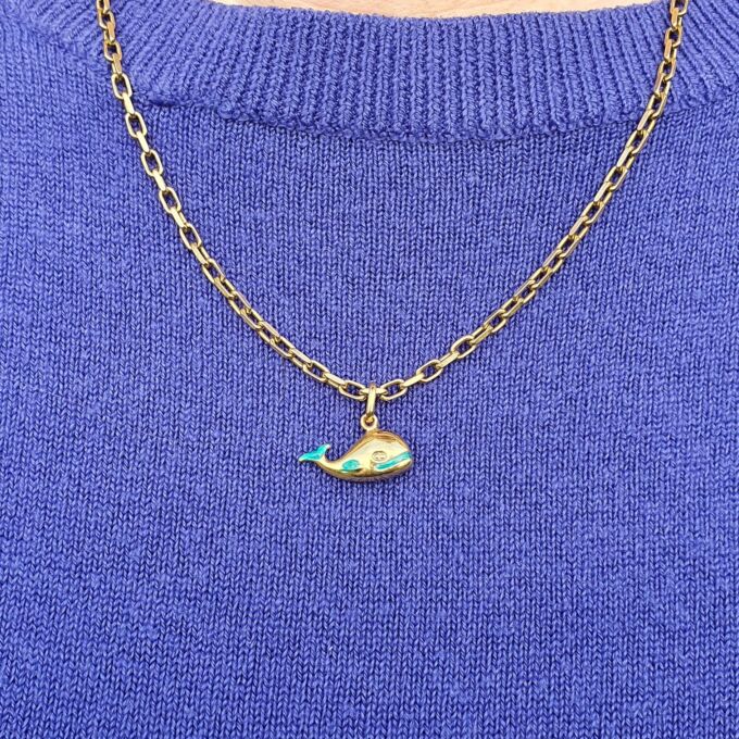 Whale Charm Pendant in 9ct Gold