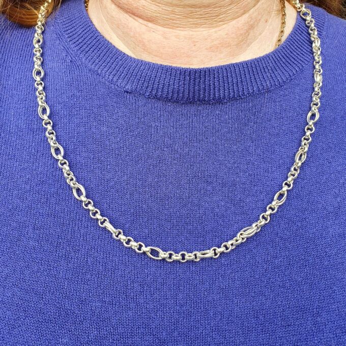 Heavyweight Fancy Link Long Chain in Sterling Silver