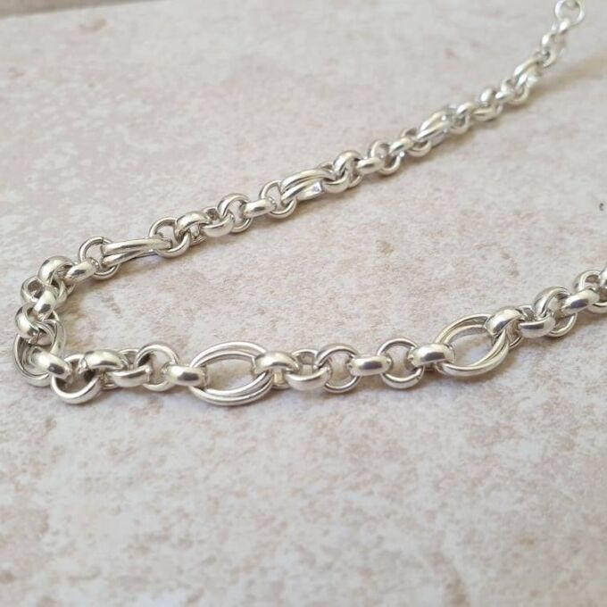 Heavyweight Fancy Link Long Chain in Sterling Silver
