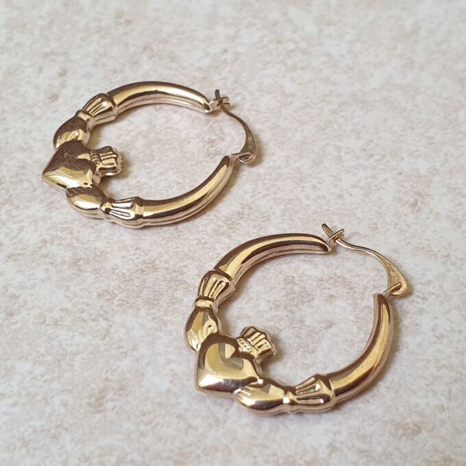 Claddagh Hoop Earrings in 9ct Gold