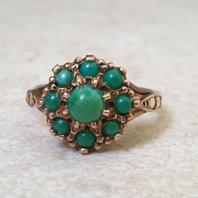 Turquoise Cluster Ring in 9ct Gold
