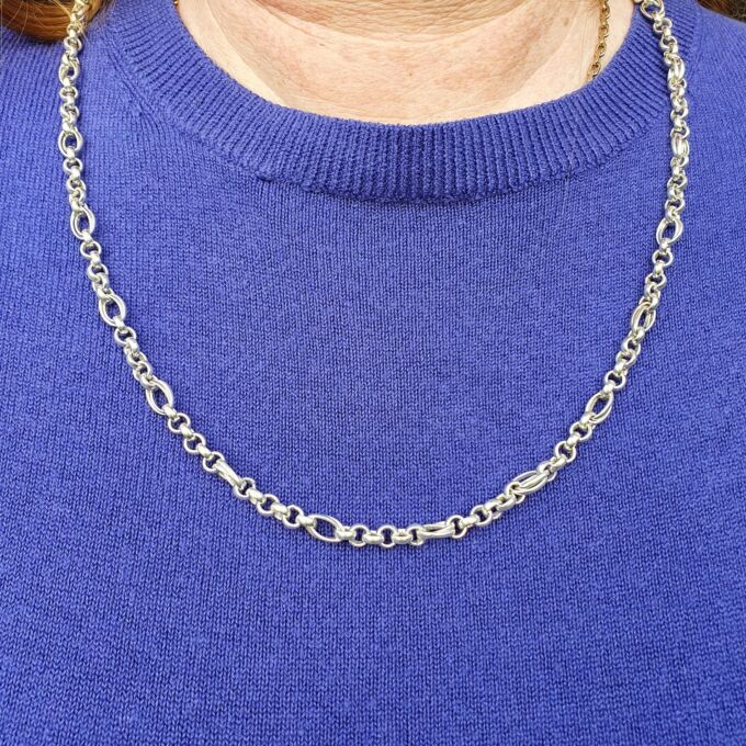 Heavyweight Fancy Link Long Chain in Sterling Silver