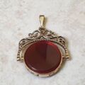Carnelian and Onyx Spinning Pendant in 9ct Gold