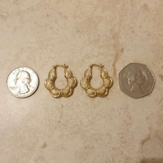 Petal Shaped Hoop Earrings in 9ct Gold