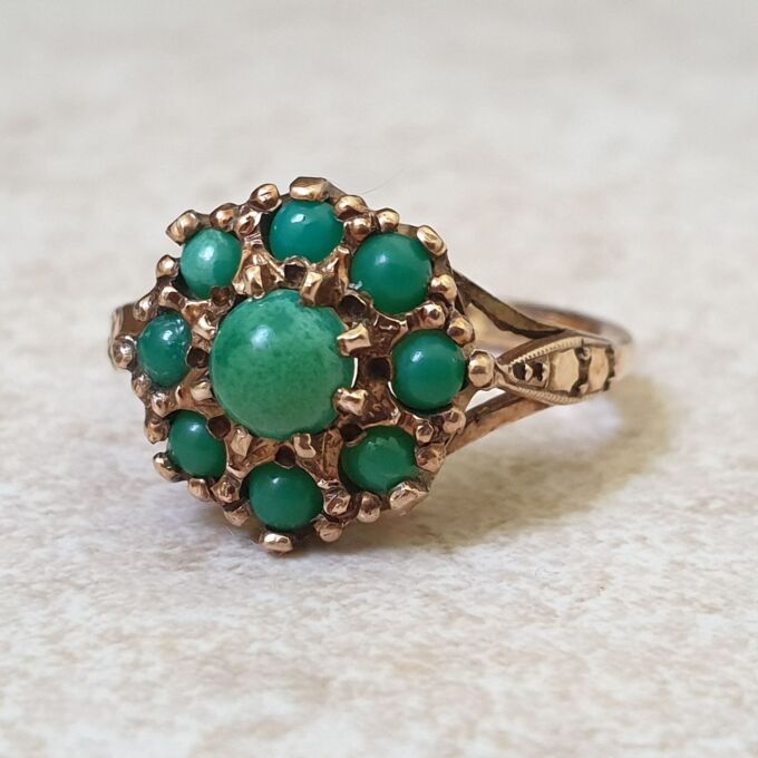 Turquoise Cluster Ring in 9ct Gold