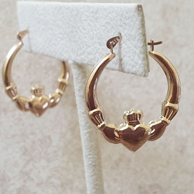 Claddagh Hoop Earrings in 9ct Gold