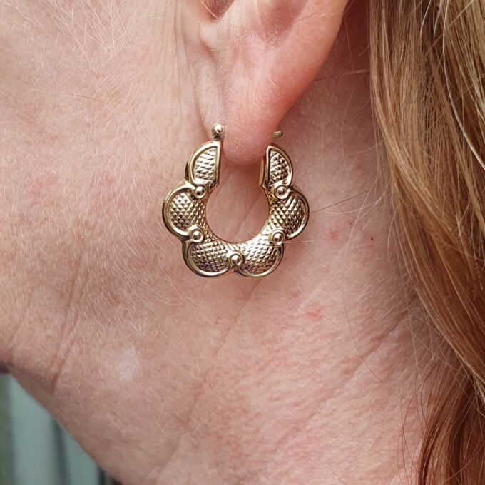 Petal Shaped Hoop Earrings in 9ct Gold