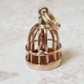 Bird In Birdcage Charm Pendant in 9ct Gold
