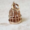 Bird In Birdcage Charm Pendant in 9ct Gold